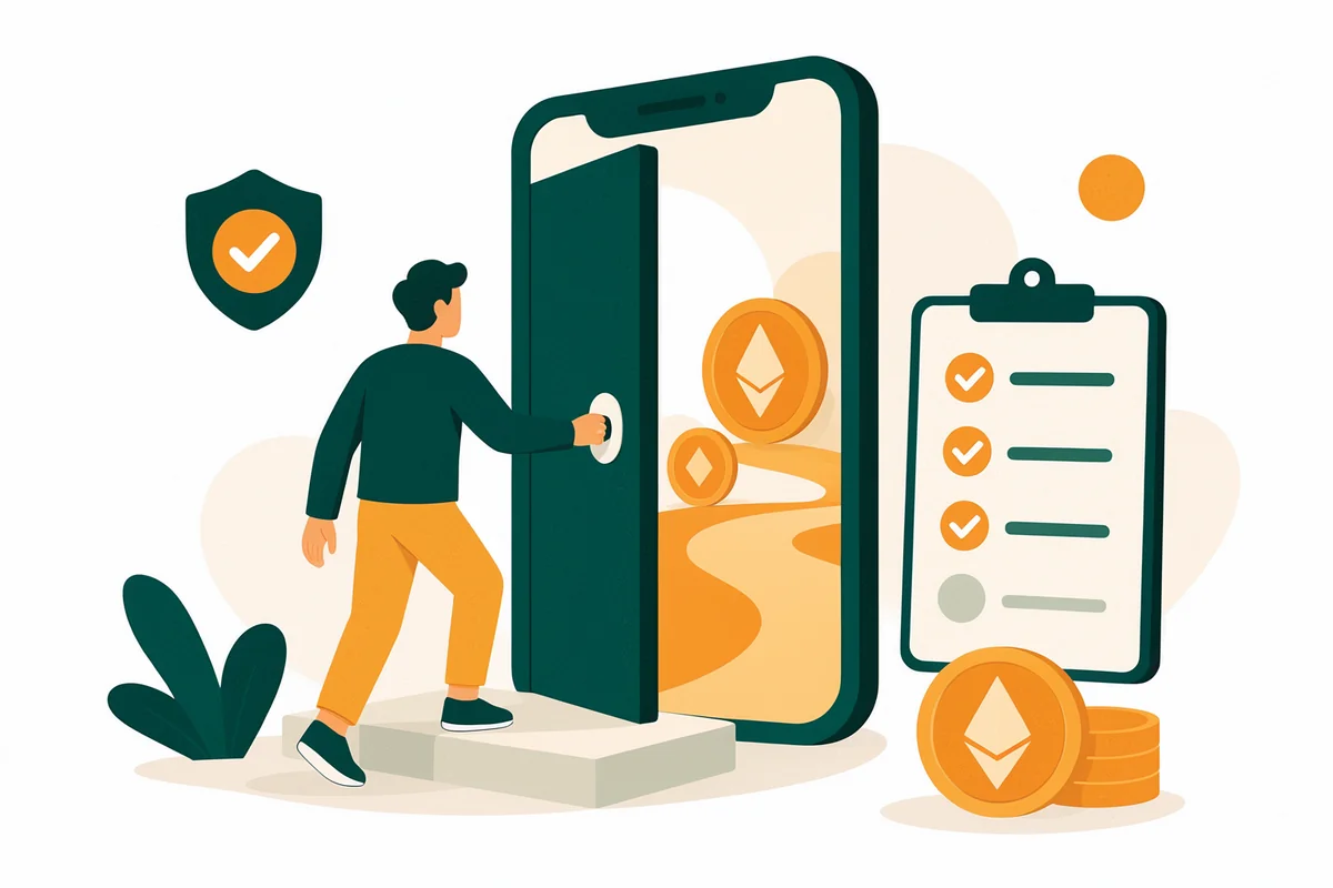 Ilustração de abertura de conta em corretora de criptomoedas no Brasil