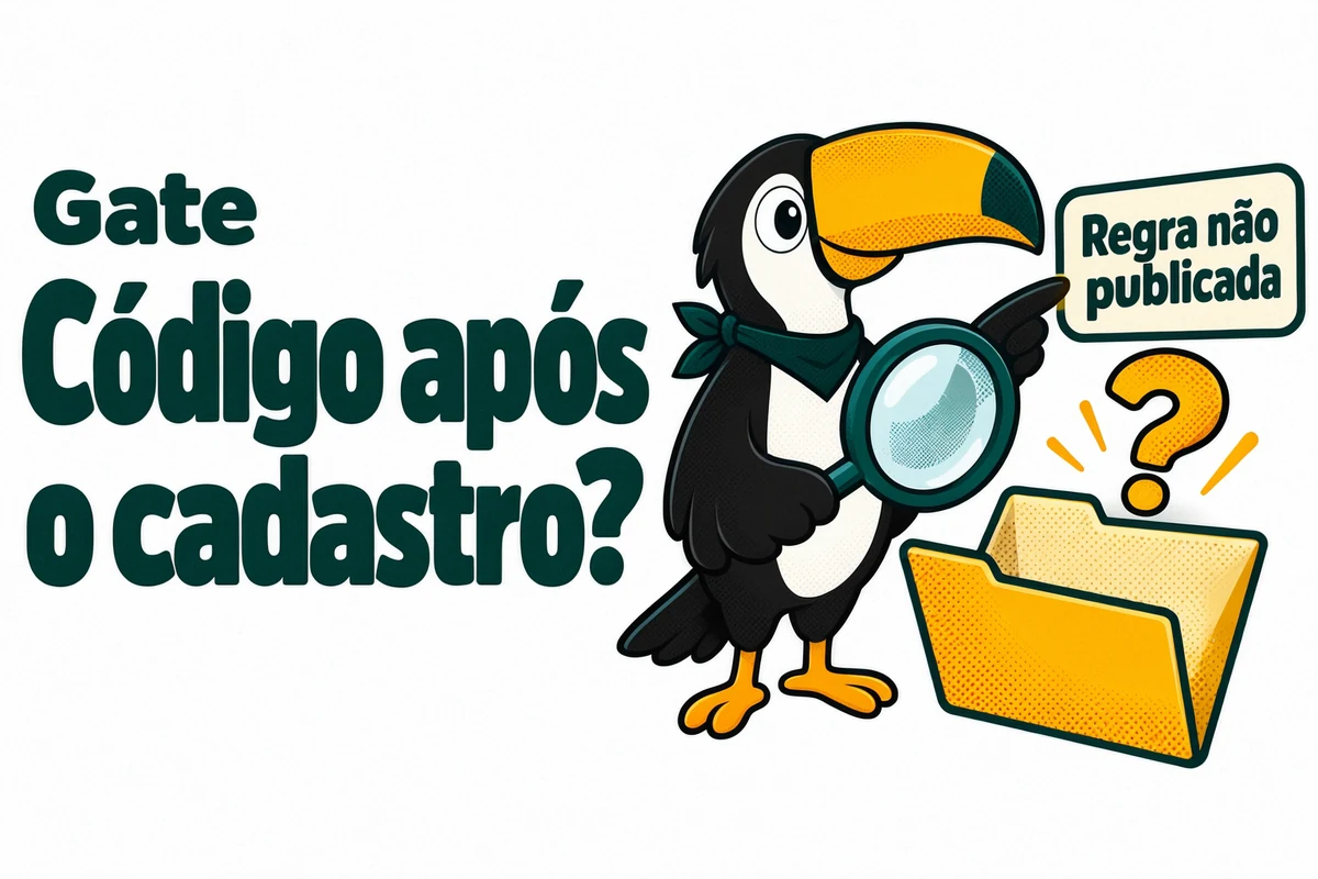 Tuca procura com uma lupa a regra oficial da Gate sobre código de indicação depois do cadastro