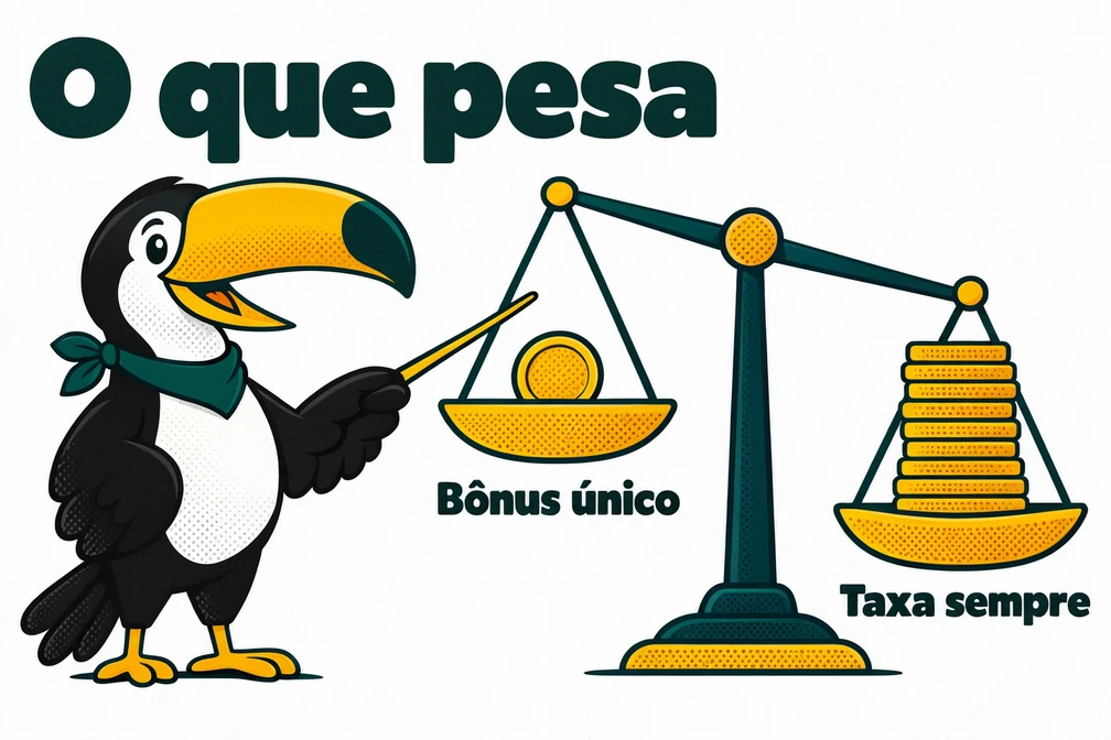 Tuca compara o bônus único com a taxa de negociação recorrente na OKX