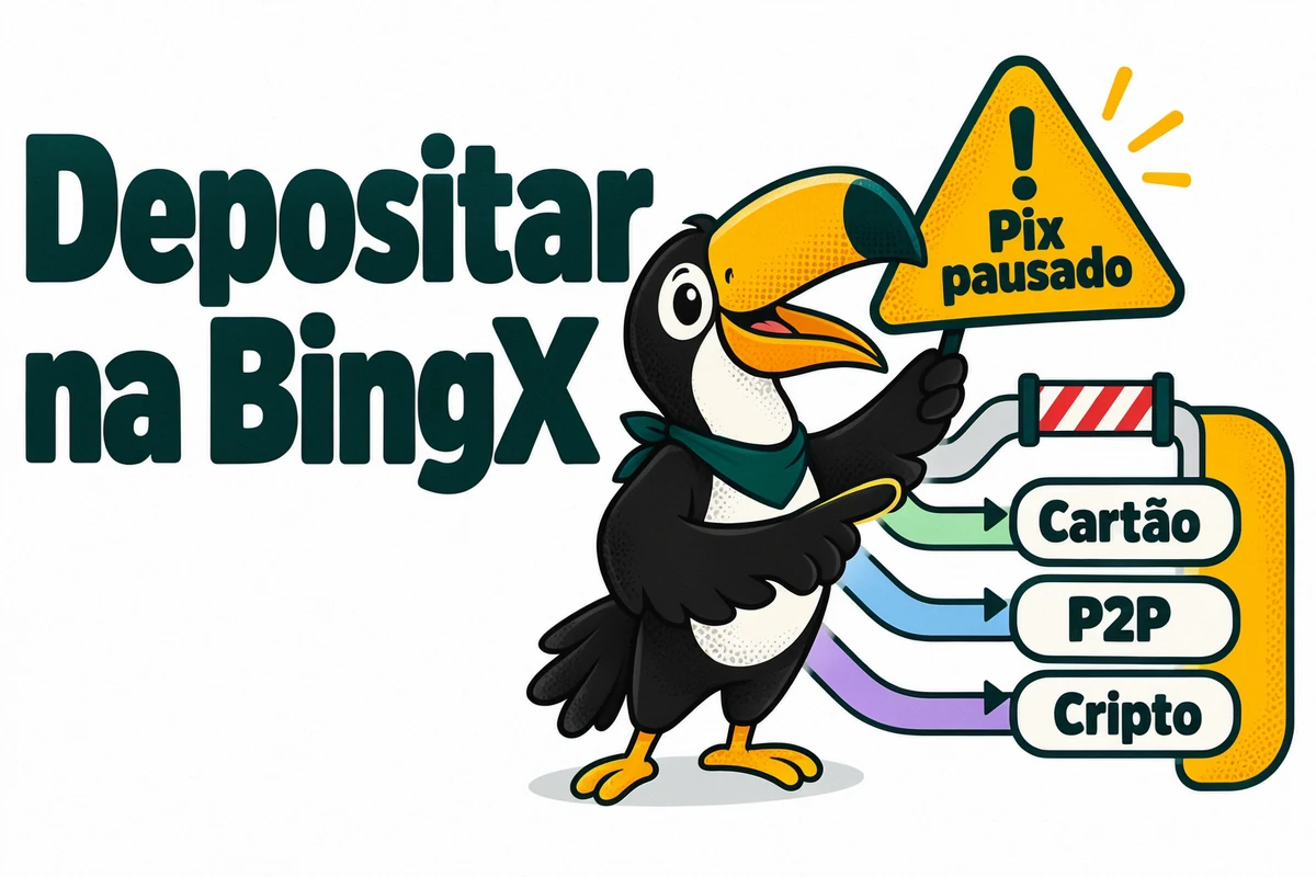 Tuca segura um aviso: o Pix da BingX está pausado e restam cartão, P2P e cripto para depositar