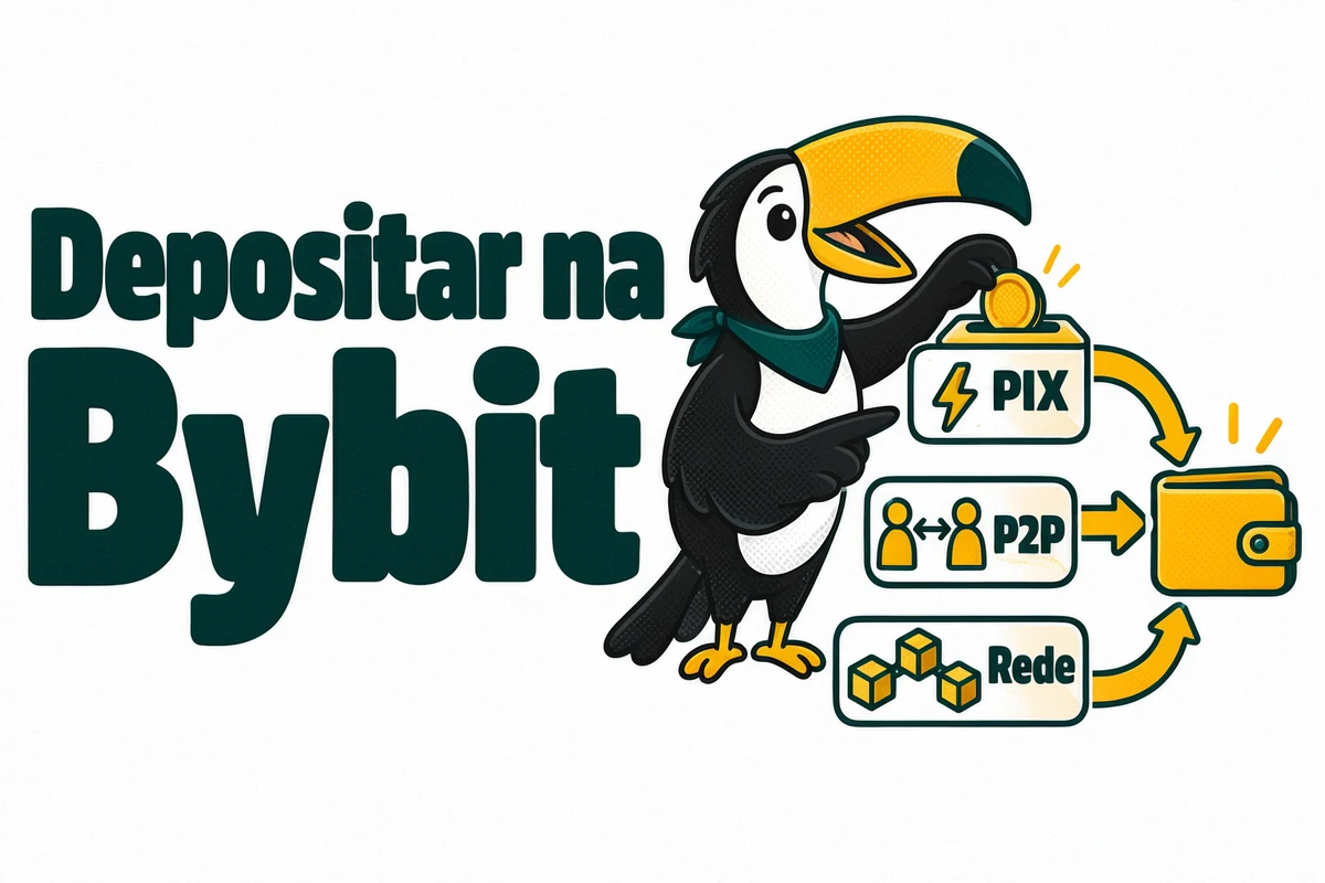 Tuca mostra as três rotas para depositar na Bybit: PIX, P2P e transferência pela rede