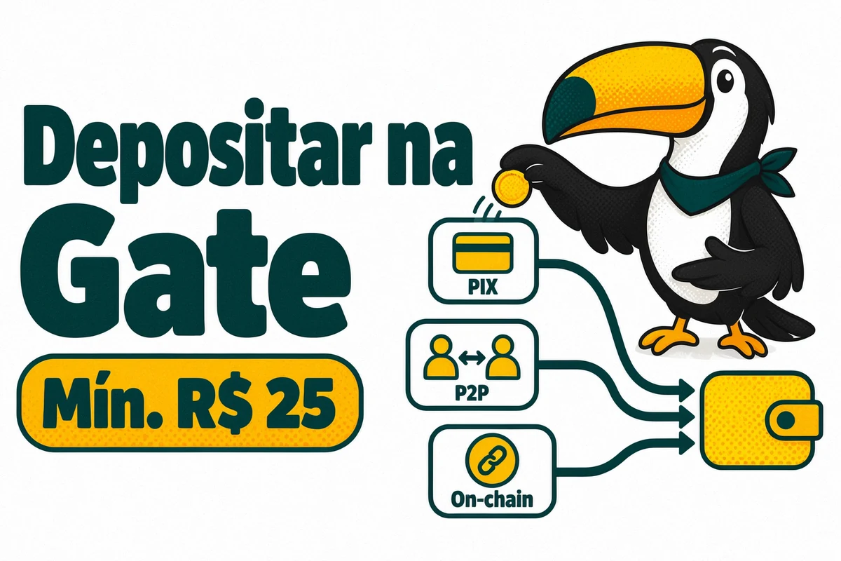 Tuca mostra as três formas de depositar na Gate, com PIX a partir de R$ 25