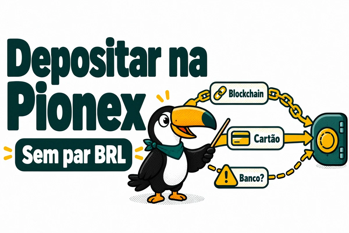 Tuca mostra as rotas para depositar na Pionex, que não tem par em reais