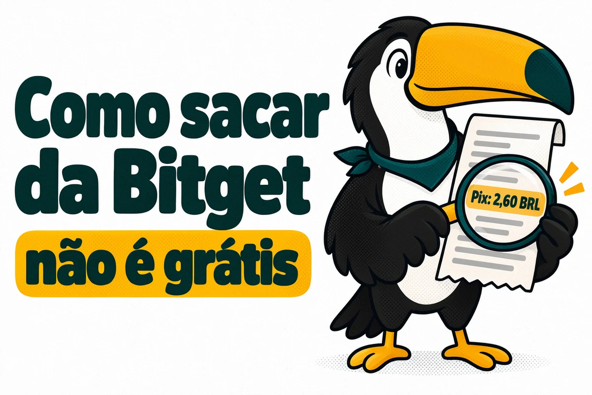 Tuca confere no recibo que o saque por Pix na Bitget custa 2,60 BRL e não é grátis