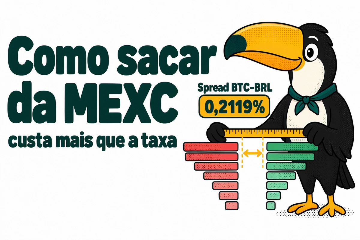 Tuca mede o spread BTC-BRL de 0,2119% na MEXC, que custa mais que a taxa no saque