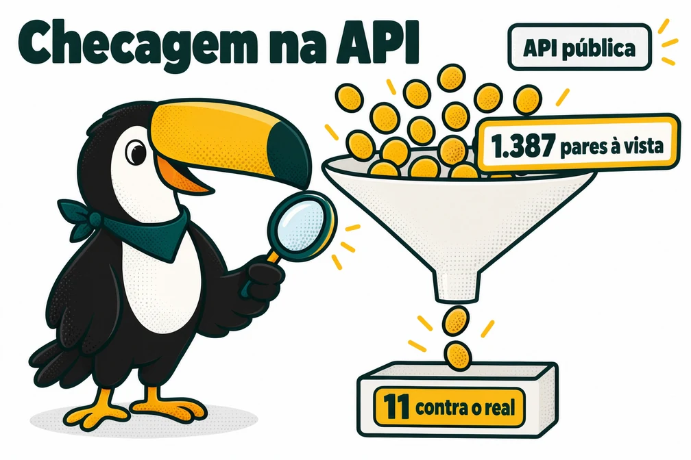 Tuca mostra que, dos 1.387 pares à vista da OKX na API pública, só 11 negociam contra o real