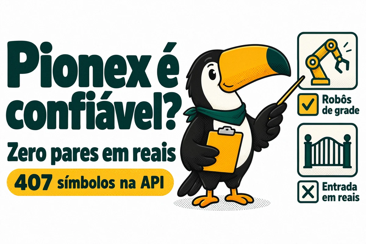 Tuca verifica se a Pionex é confiável: 407 símbolos na API pública e zero pares em reais