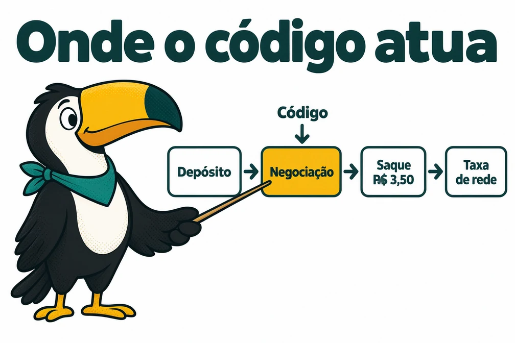 Tuca mostra que o código de indicação da Binance atua só na taxa de negociação