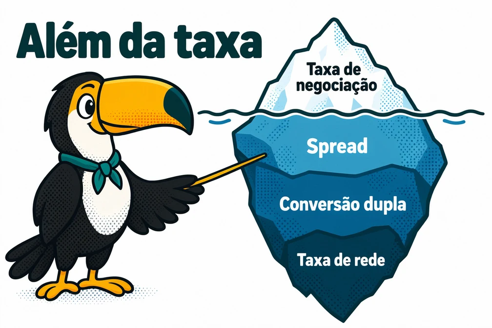 Tuca mostra os custos escondidos da OKX além da taxa de negociação: spread, conversão e rede