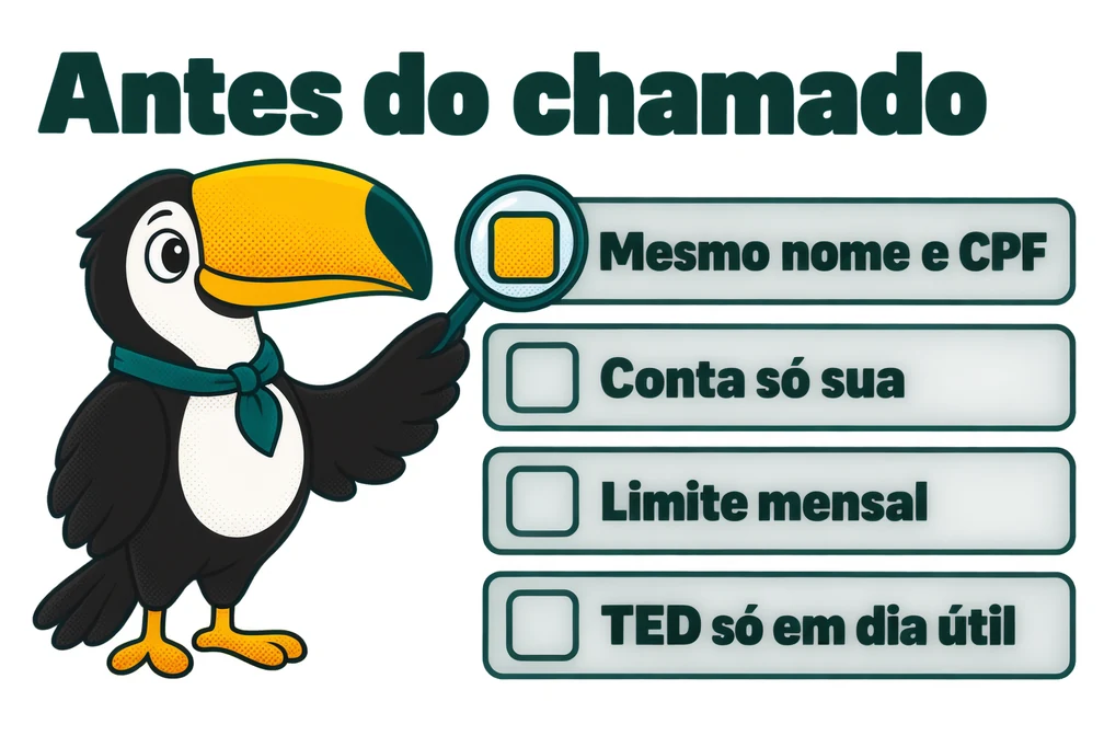 Tuca confere a lista de verificação antes de abrir chamado de saque travado na Binance