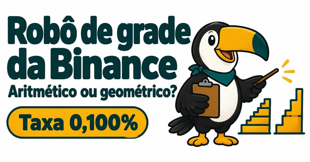 Tuca compara a grade aritmética e a geométrica no robô de grade da Binance, com taxa spot de 0,100%