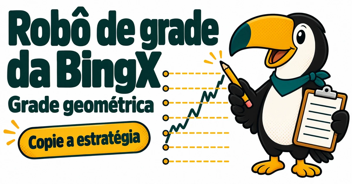Tuca apresenta o robô de grade spot da BingX, que usa grade geométrica e permite copiar a estratégia de outro usuário