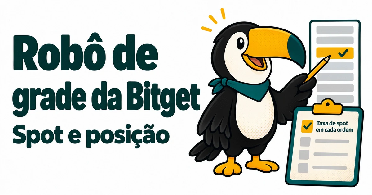 Tuca apresenta o robô de grade da Bitget, que cobra a taxa de spot em cada ordem executada